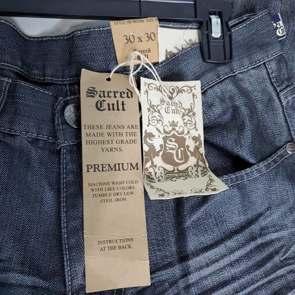 Sacred Cult Men's Metallic Blue Jeans 30x30 New - Picture 4 of 8